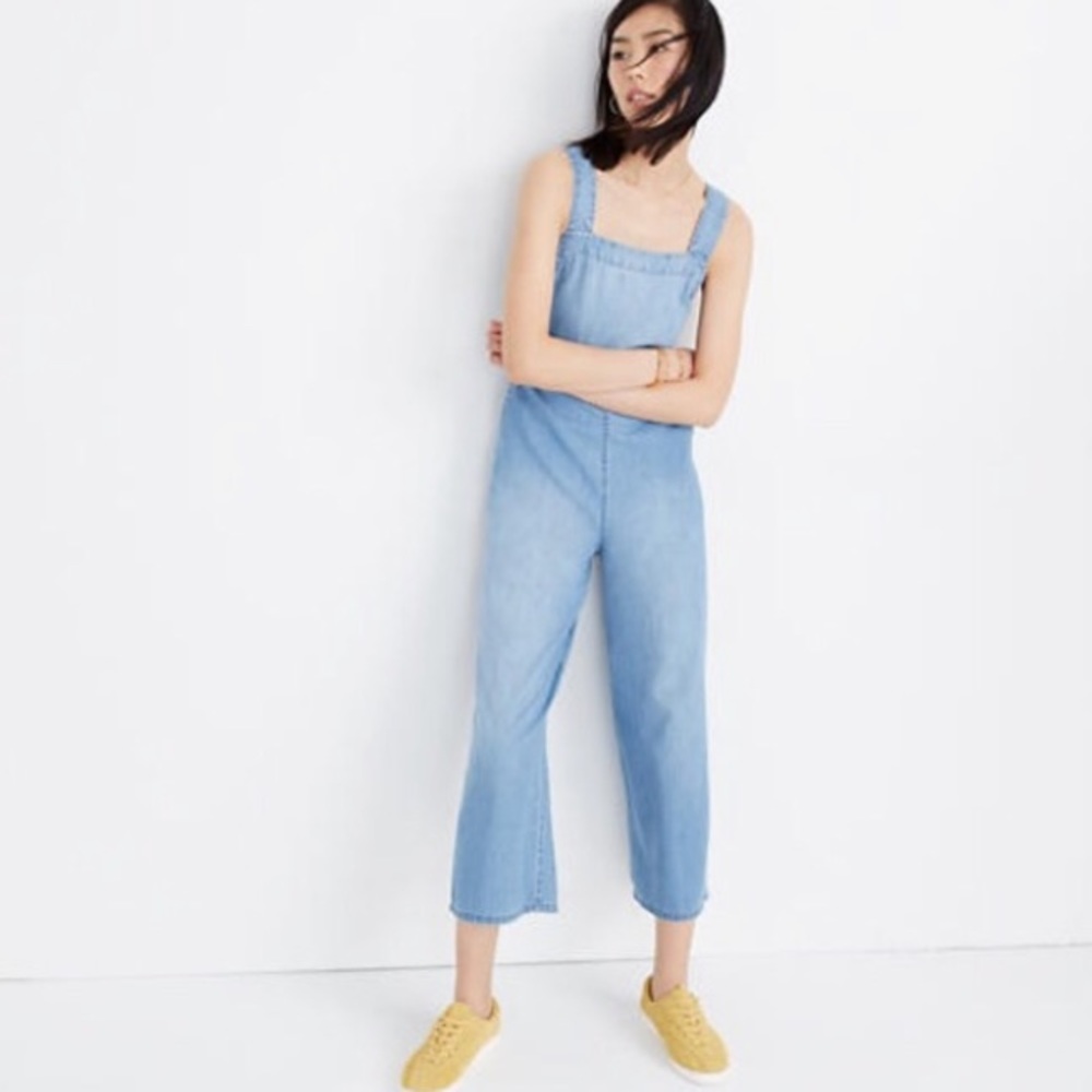 Madewell Denim Apron Bow-Back Jumpsuit